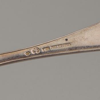A set of six Swedish 19th century silver dinner-spoons, mark of Johan Carlssons widow, Norrkoping 1836.
