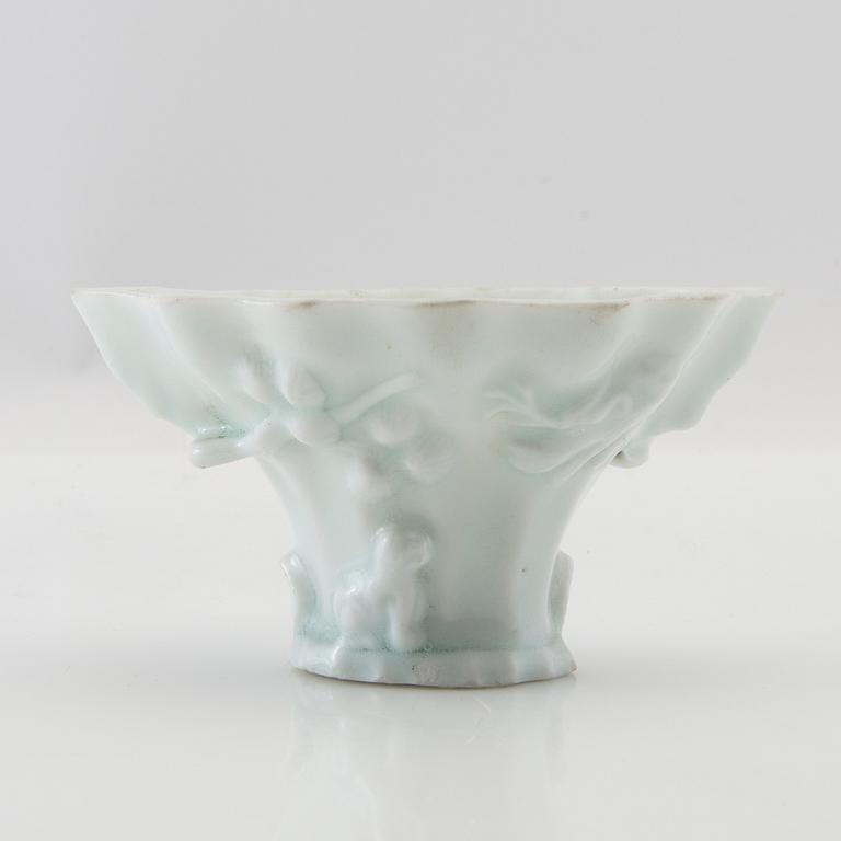 Wine tasting bowl porcelain, blanc-de-chine, China, 19th century.