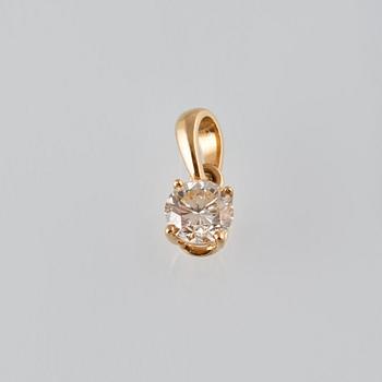 HÄNGE, 18K guld med briljantslipad diamant 0.50 ct. Vikt 0,6 gram.