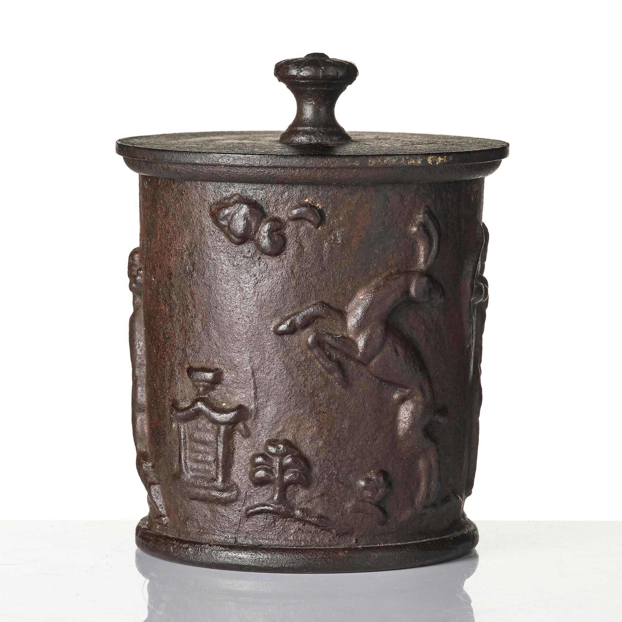 Carl Elmberg, a ”Tobaksburk N:r 1” tobacco jar with lid, Näfveqvarns bruk.