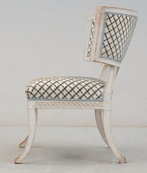 A late Gustavian late 18th century klismos chair.