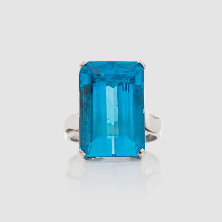 A circa 40.00 cts blue topaz ring.