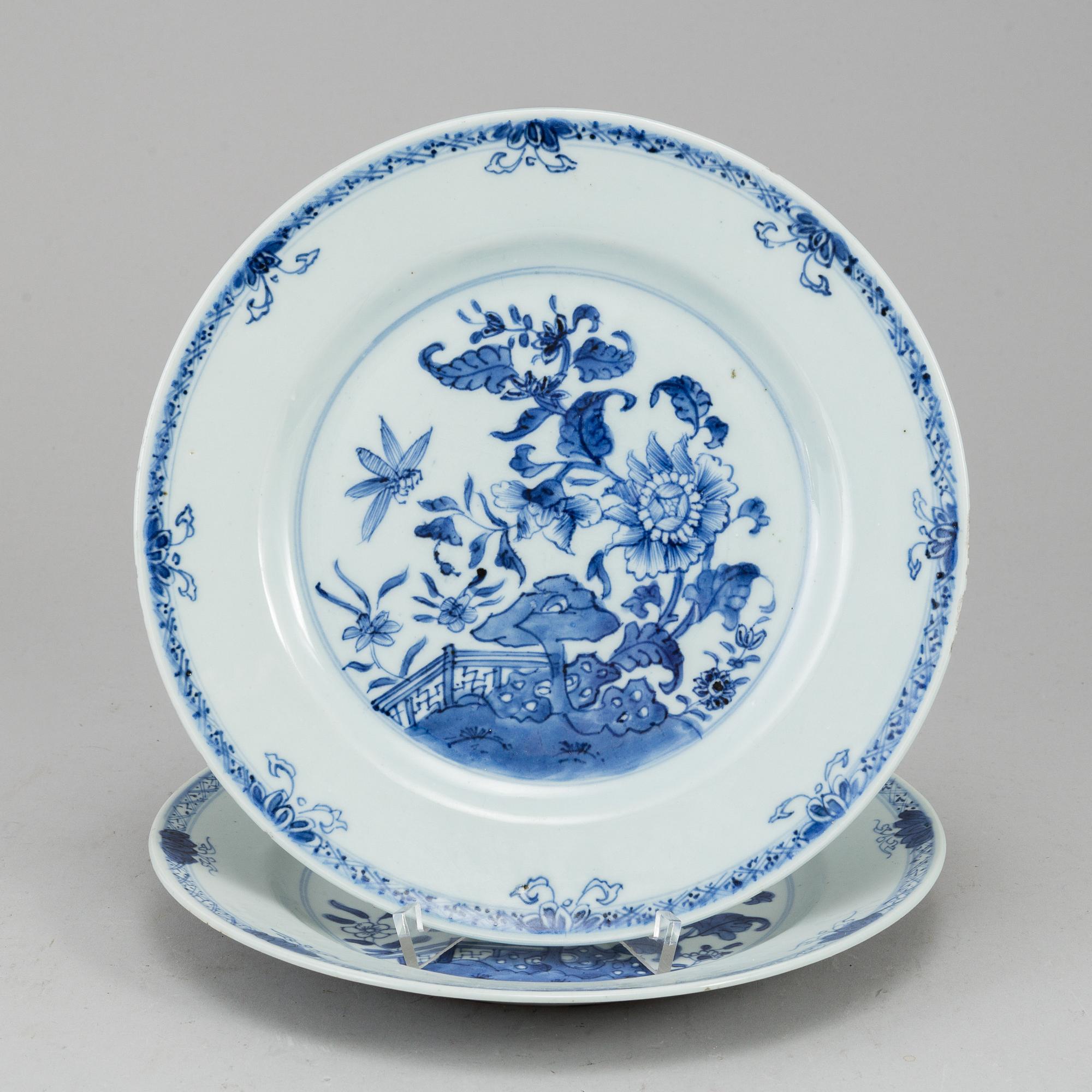 Six blue and white plates, Qing dynasty, Qianlong (1736-95).