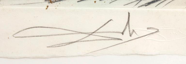 Salvador Dalí, drypoint etching with roulette signed and numbered 27/145.