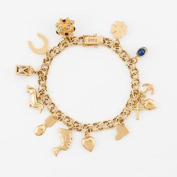 Bracelet, 18K gold, with charms.