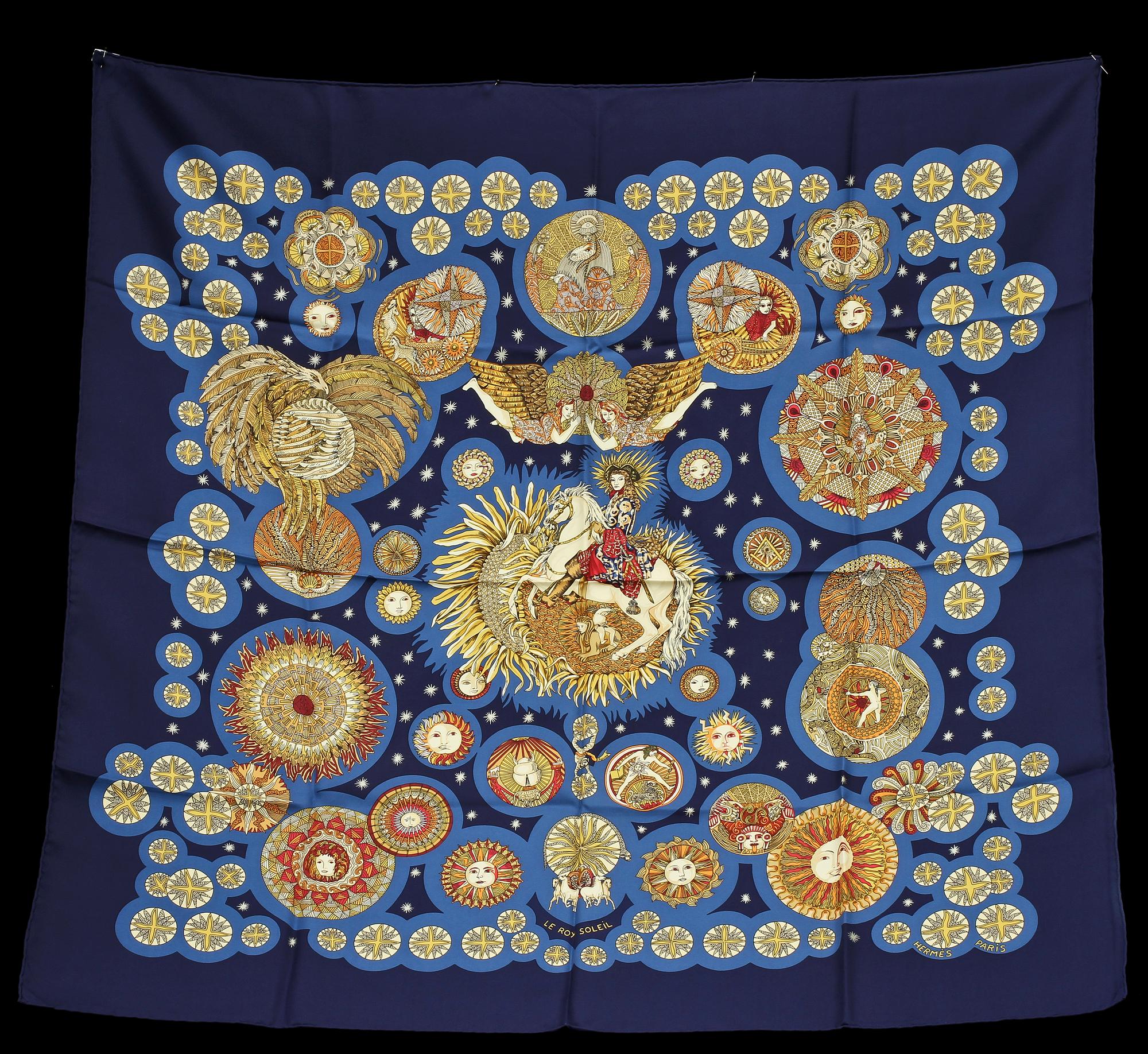 SCARF, siden, "Le Roy Solei", design Anne Faive, Hermès, Paris.