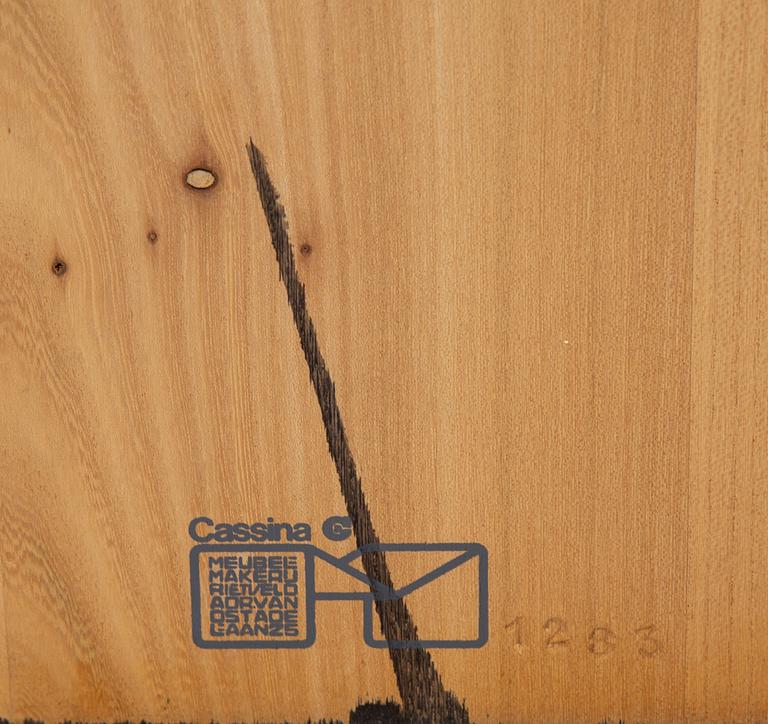 A 'Zig-Zag' chair by Gerrit Rietveld for Cassina, designed 1932-34, marked and numbered.