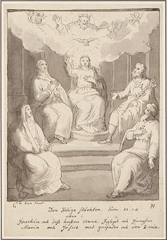 403. Pehr Hörberg, "Den heliga släckten" (eller Joachim och dess hustru Anna, Joseph och jungfru Maria och Jesus med gudfader och den H. ande).