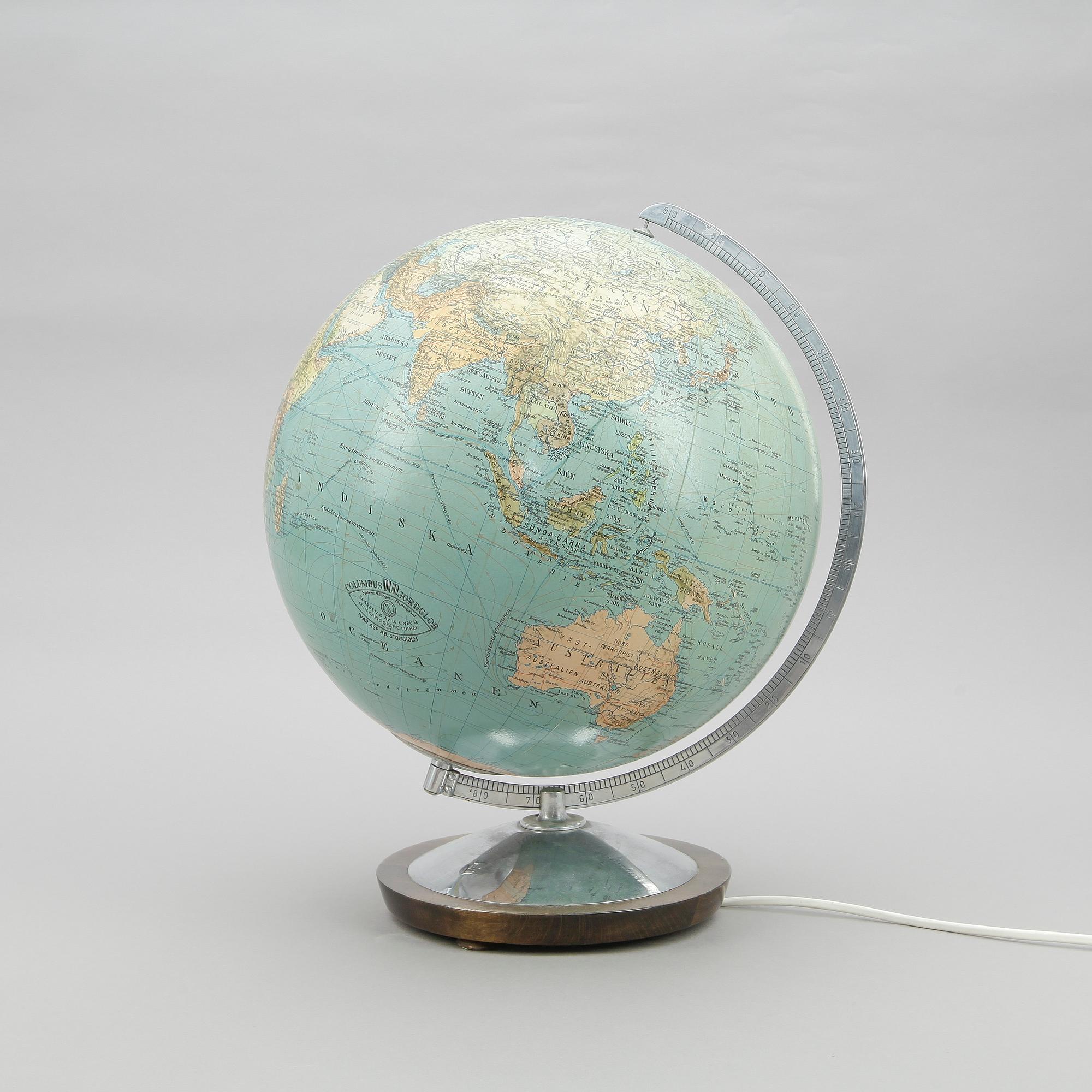 JORDGLOB, Columbus Duo jordglob, Ivar Asp AB, Stockholm, 1900-talets mitt.