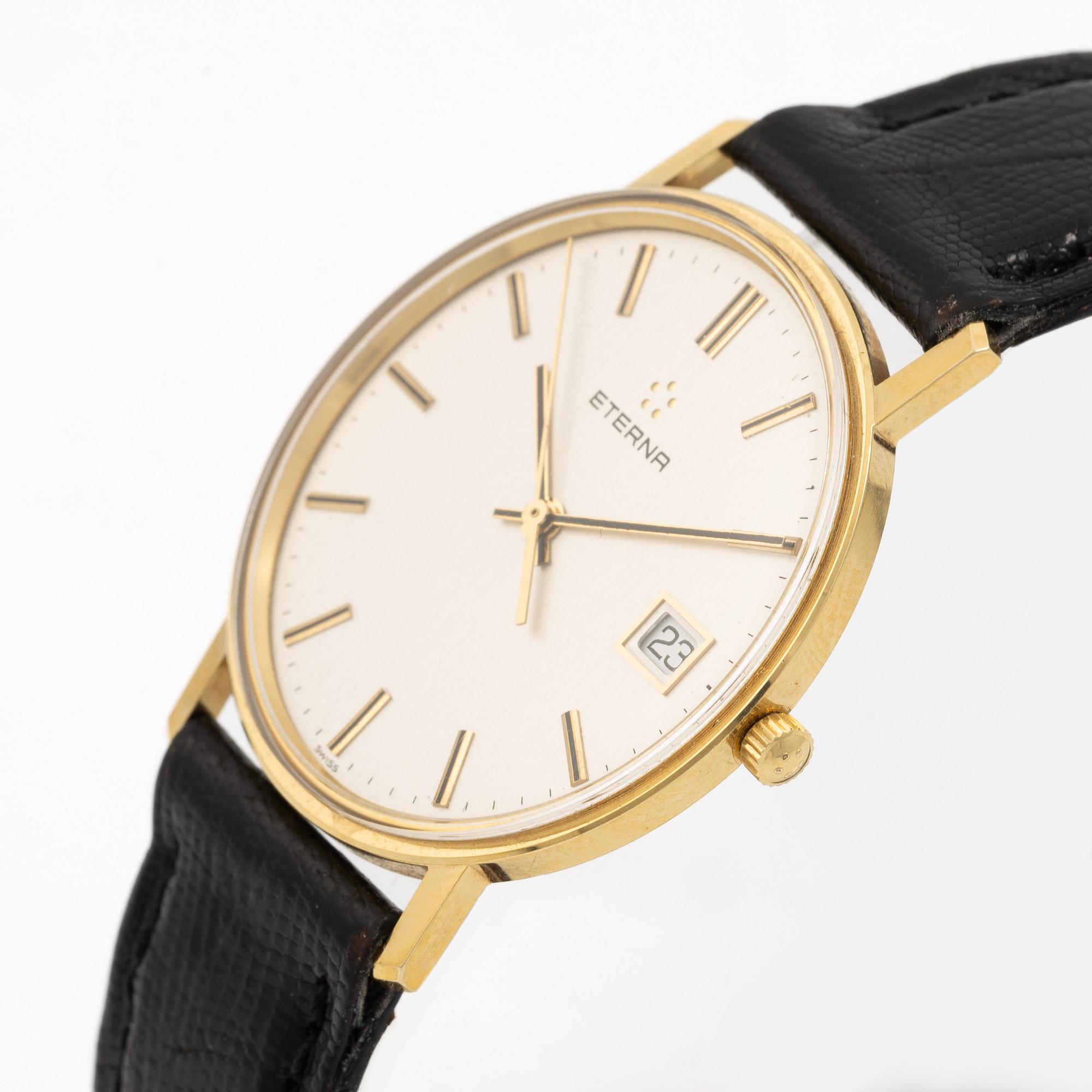 Eterna, wristwatch, 14K gold, 33.5 mm.