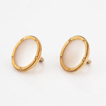 Cufflinks/shirt studs, 6 pcs, gilded and mother-of-pearl,