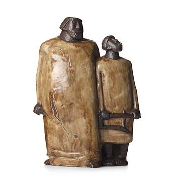 96. Åke Holm, a stoneware sculpture "Saul and David", Höganäs, Sweden 1950's.