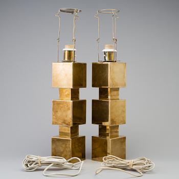 a pair of brass table lamps, second half of the 20th century.