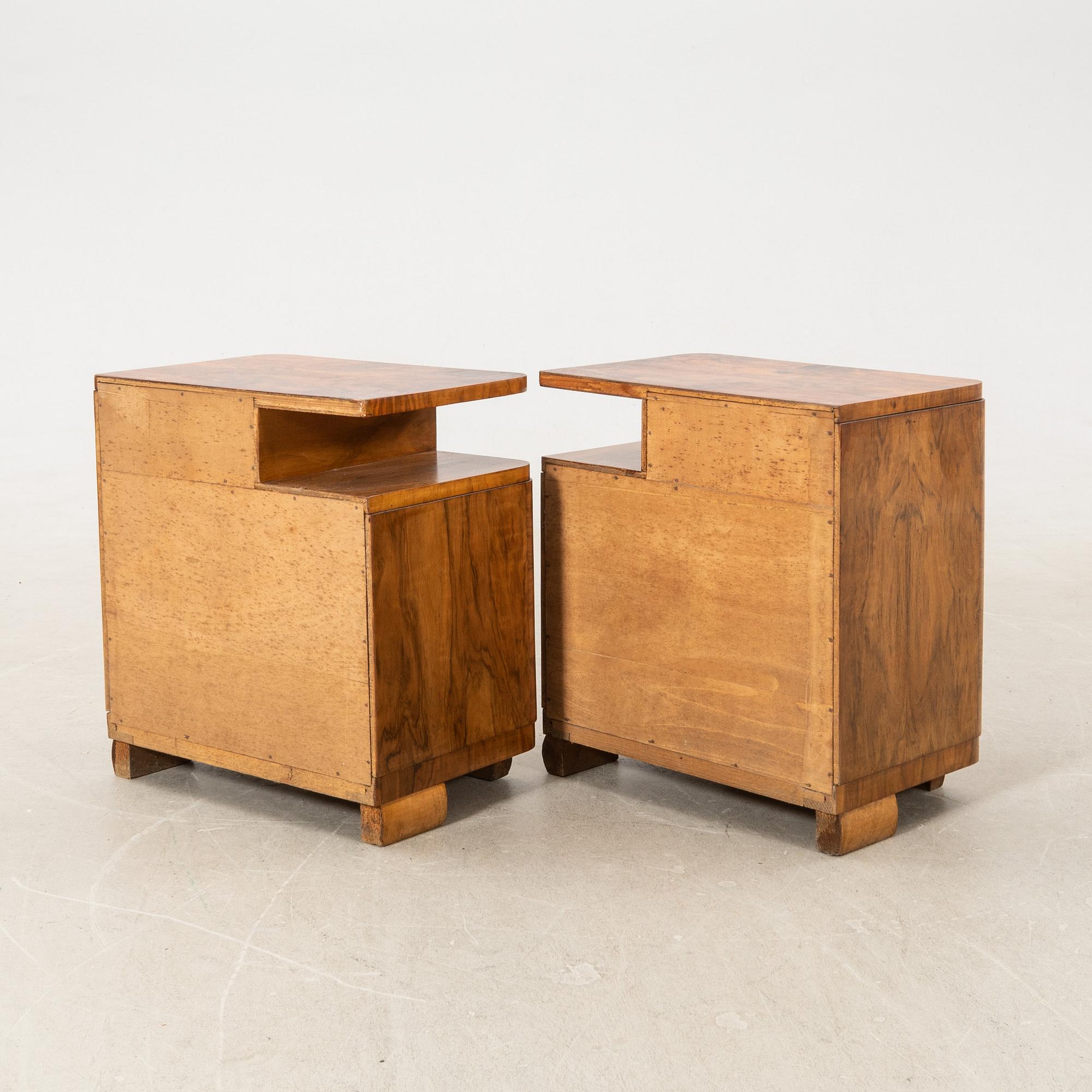 Bedside tables, a pair, Art Deco, first half of the 20th century.