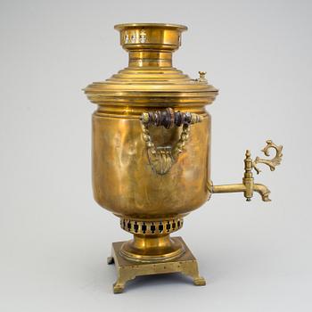 A Russian brass samovar from The Batashev Brothers, around year 1900.