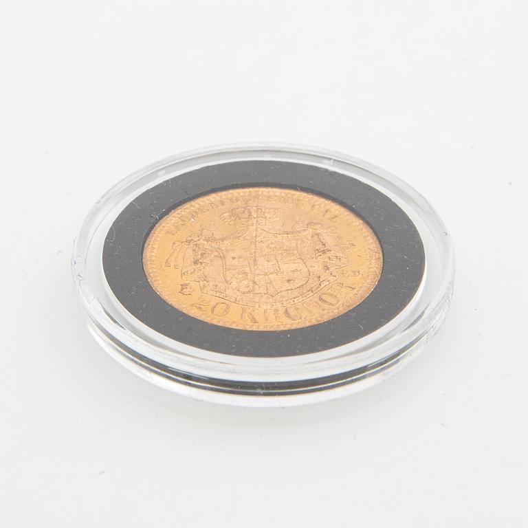 Guldmynt Sverige, Oscar II 20 kr, 1878 på 1877.