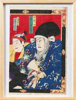 JAPANSKA TRÄSNITT, 3 st, 1800-tal.