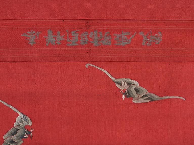 BRODERI på siden. Kina, Republik, tidigt 1900-tal.
