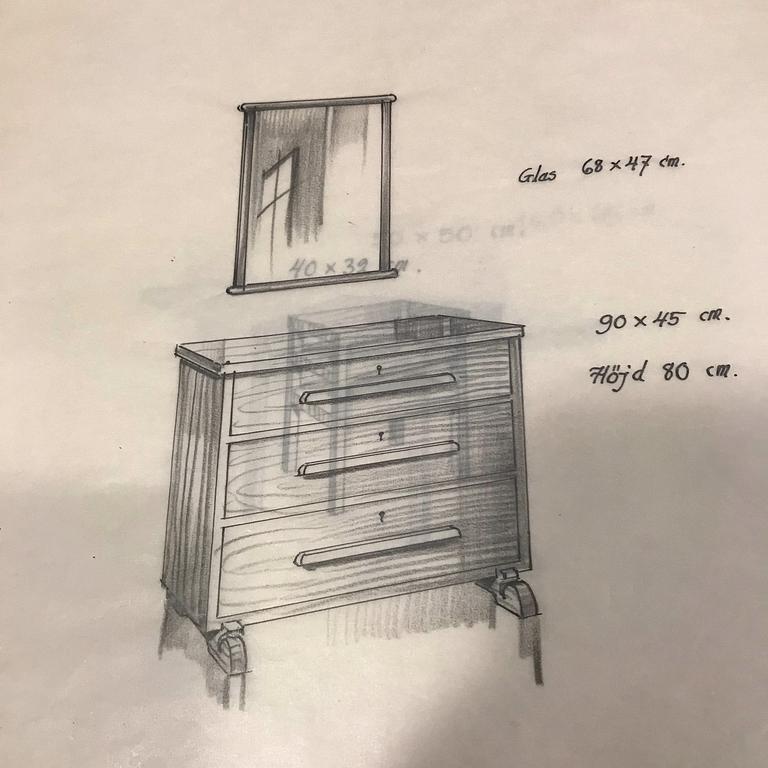 Axel Einar Hjorth, a "Sport" stained pine chest of drawers, Nordiska Kompaniet, Sweden 1930's.