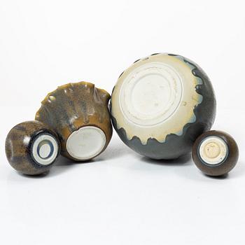 Kåge Verkstad, four ceramic pieces, Gustavsberg, Sweden, 1957-61.
