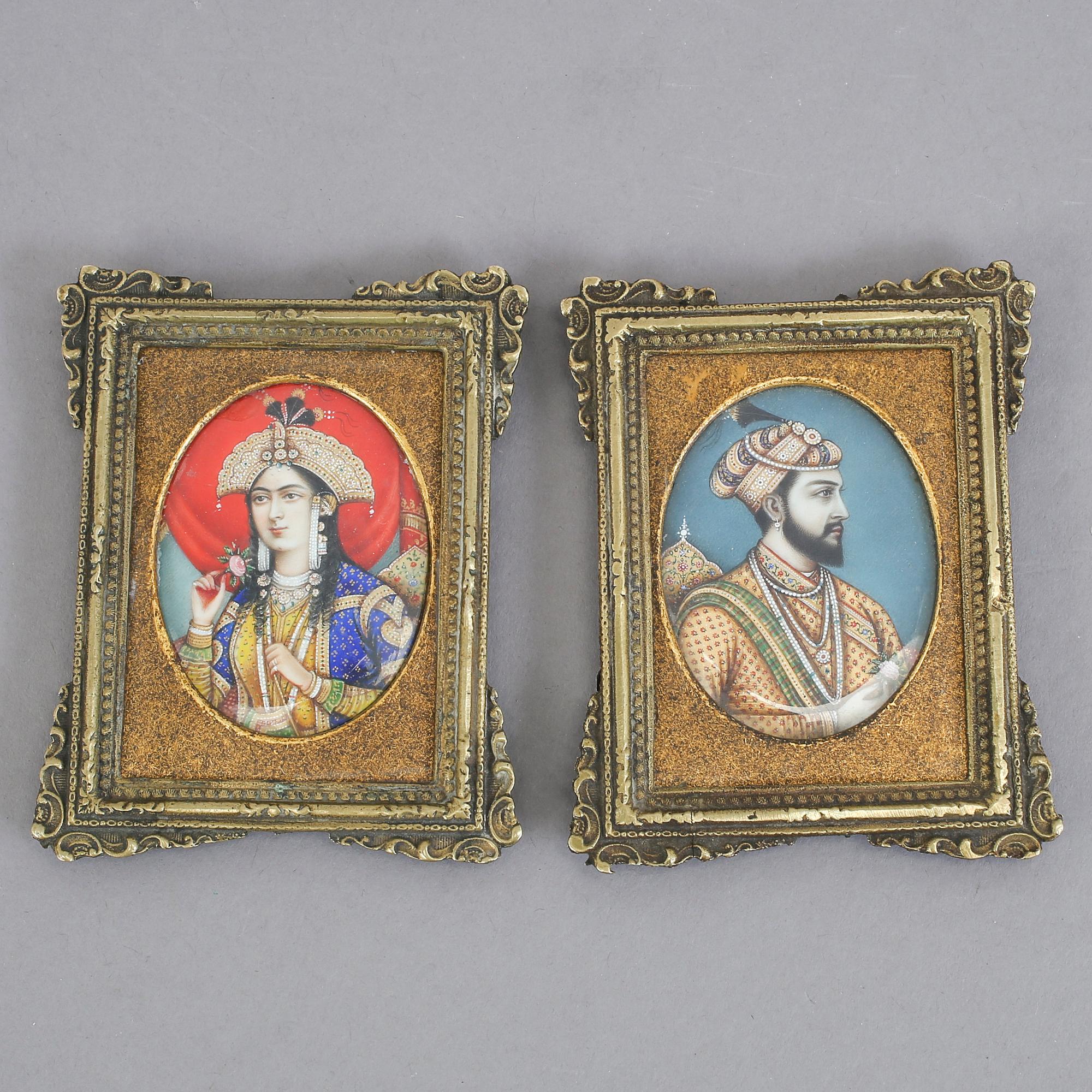 MINIATYRPORTRÄTT, 2 st, Indien 1800-1900-tal.