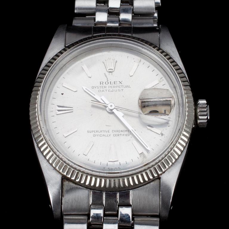 HERRARMBANDSUR, Rolex Datejust, stål. 1950-tal.