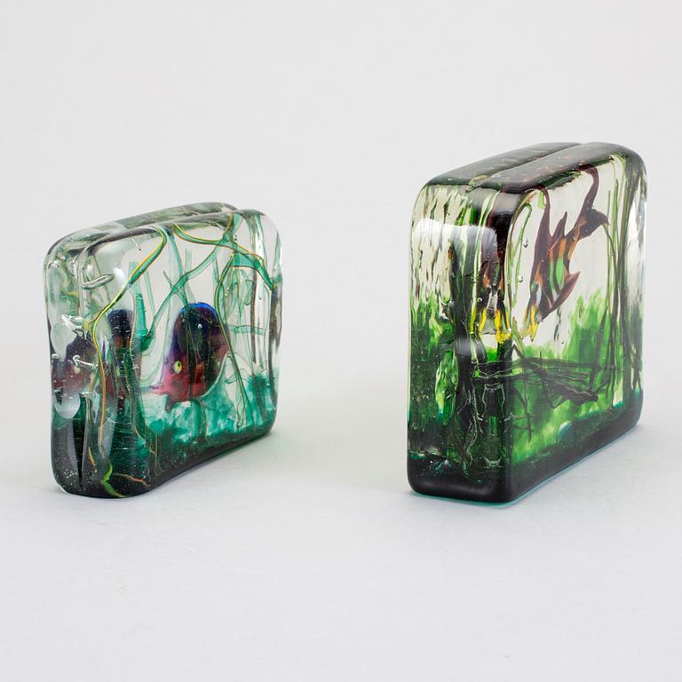 SKULPTURER, 2 st, glas, Cenedese, Murano, Italien, 1900-talets andra hälft.