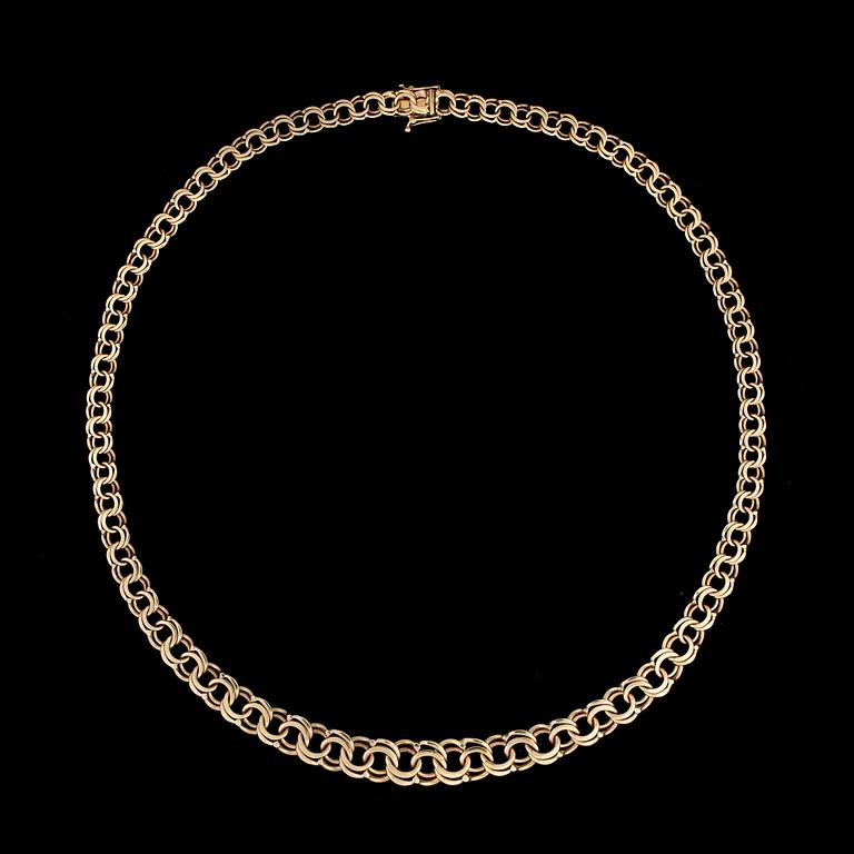 COLLIER, 18k guld. Vikt ca 30 g.