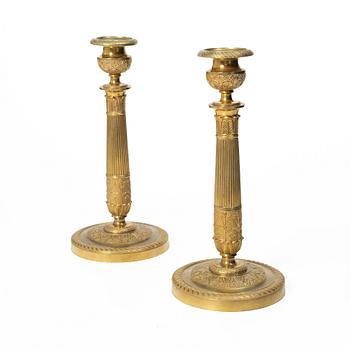 Candlesticks, a pair, Empire style, 20th century.