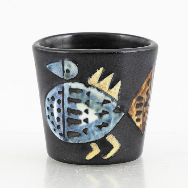 Lisa Larson, vaser, 4 st och fat, 2 st, stengods, ur serien "Varieté", Gustavsberg.