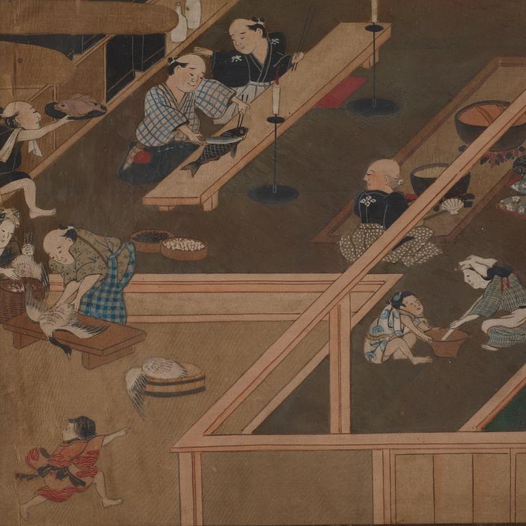 Okänd konstnär, diptyk, del av Makimono. Japan, Edo (1603-1868).