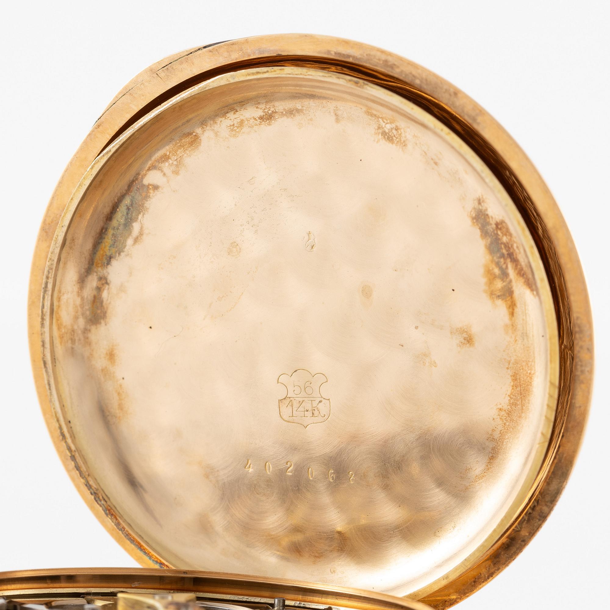 Fickur, savonett, repeter, kronograf, 53 mm.