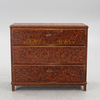A chest of drawers, probably Värmland, dated 1863.