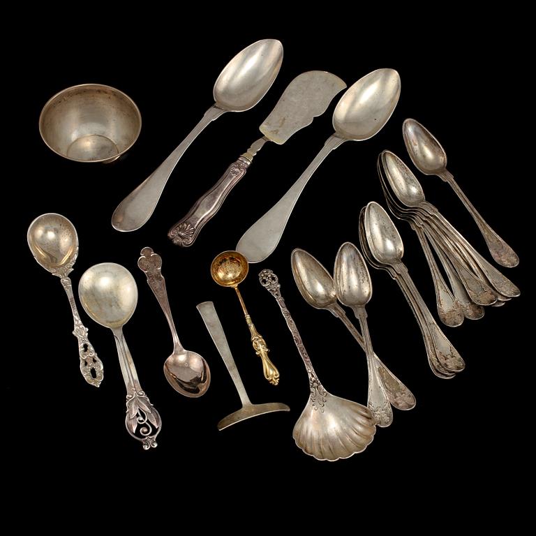 PARTI SILVER, 22 delar, 1800/1900-tal. Vikt 620 g.