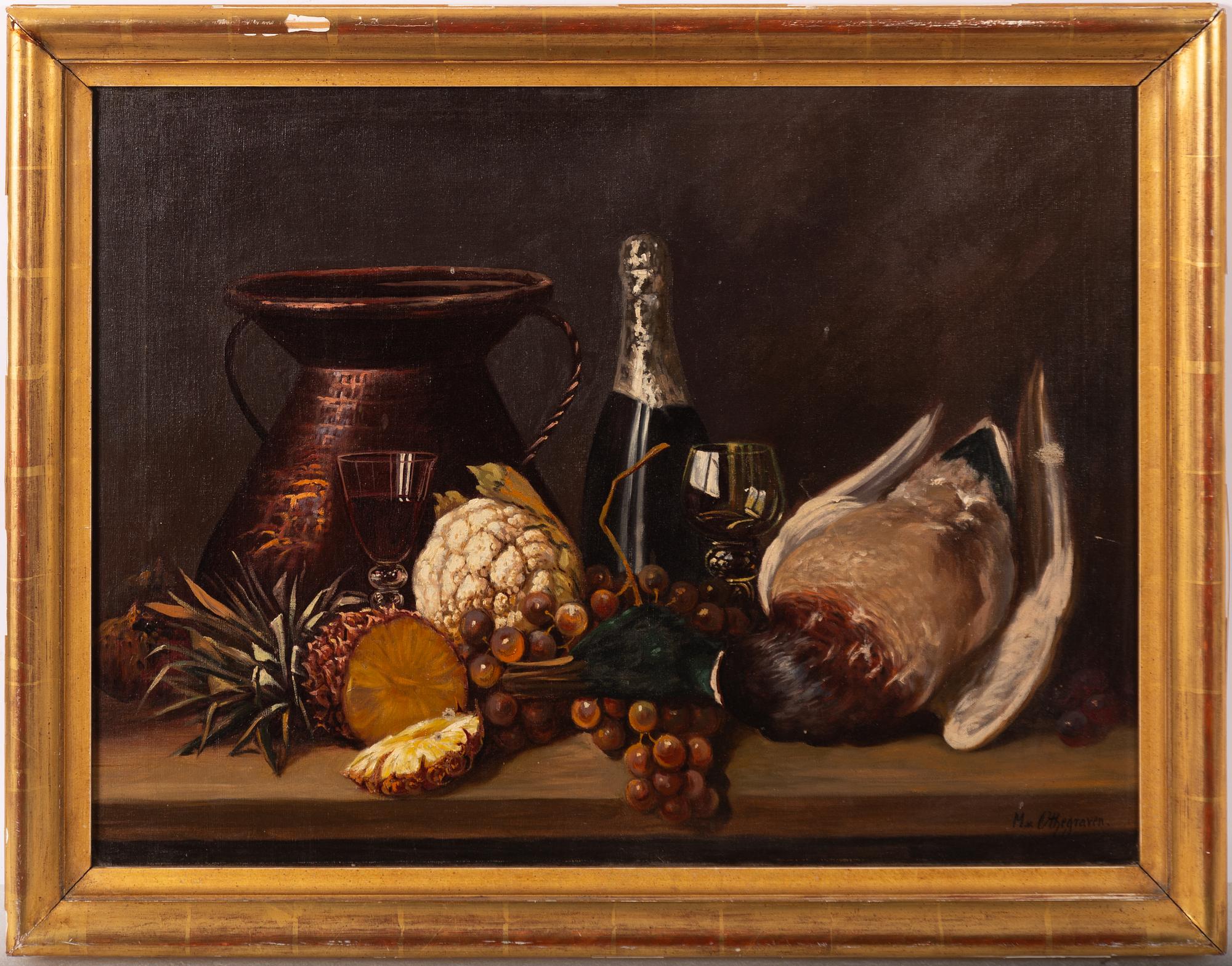 Max von Othegraven, Still Life with Fruits, Wine, and Duck.