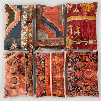 KUDDAR, 6 st, modern tillverkning av äldre mattor.