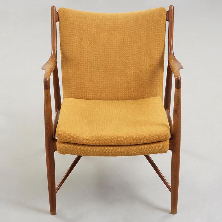 A Finn Juhl 'NV-45' easy chair by Niels Vodder, Denmark 1940-50's.