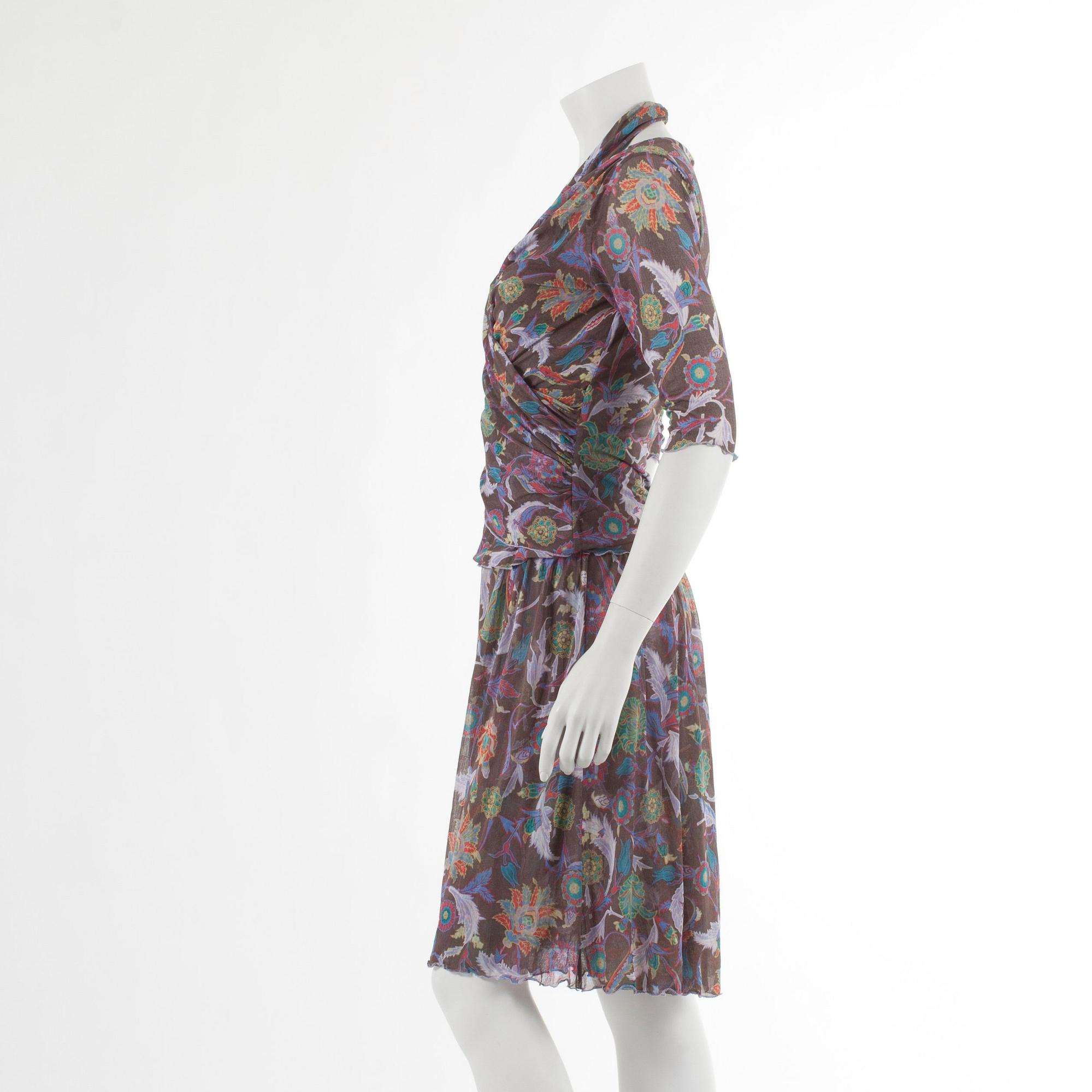 DIANE VON FURSTENBERG, patterned halterneck dress with top (size L), US size 10.