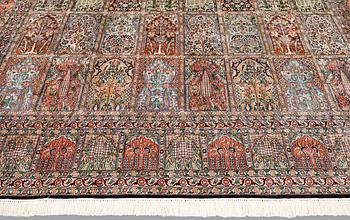 A silk Kashmir carpet, 286 x 265 cm.