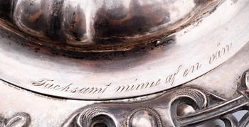 STRÖSOCKERSKÅL, silver, Gustaf Möllenborg, Stockholm 1856. Vikt ca 723 gram.