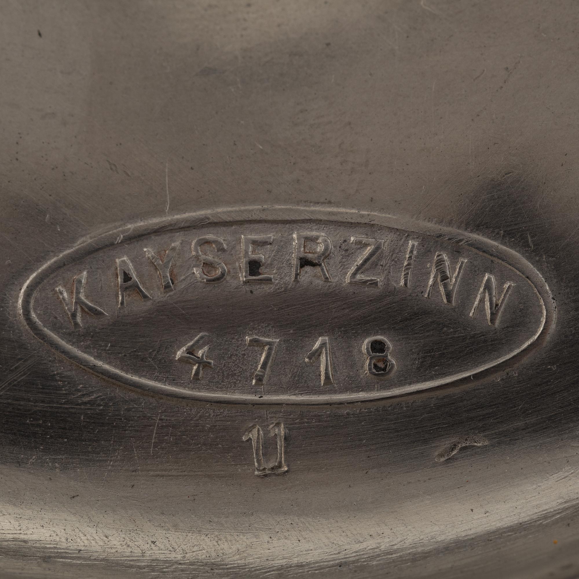 Vas och kandelaber, tenn, jugend, Kayserzinn, Tyskland, tidigt 1900-tal.