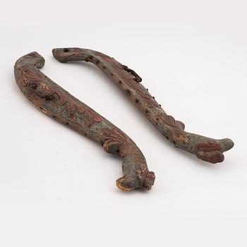 A pair of Swedish folk art horse harness applications/decorations, 18th/19th Century.