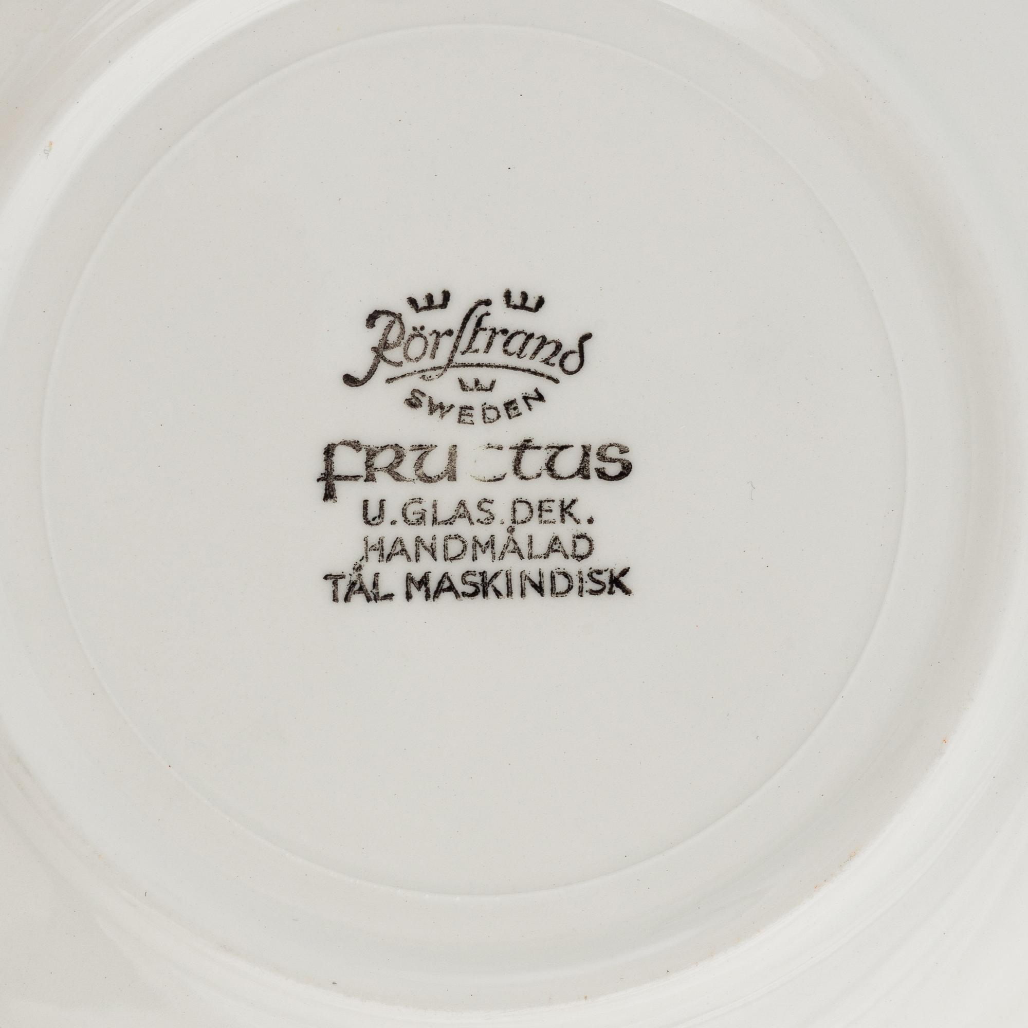 Hertha Bengtson, two 'Fructus' coffee cups with saucer, Rörstrand.