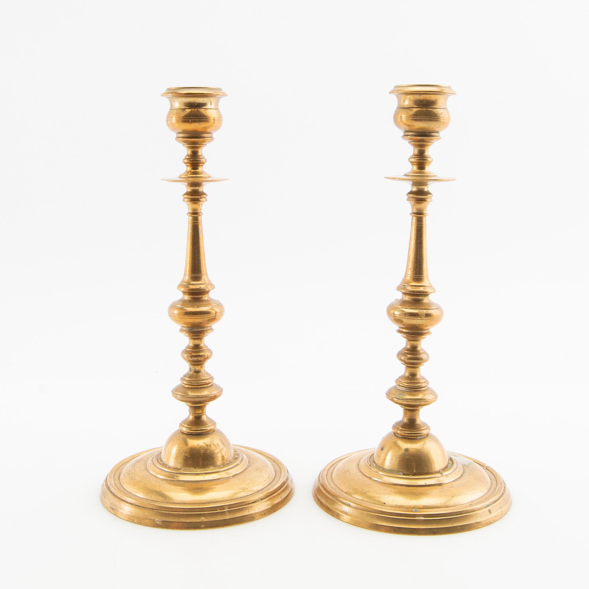 Candelsticks, a pair, Gusum, early 20th century.