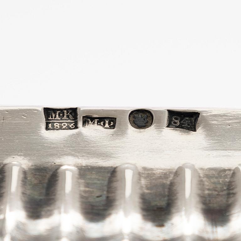 A silver tray, Saint Petersburg 1826. Unidentified maker's mark, Cyrillic M.F.