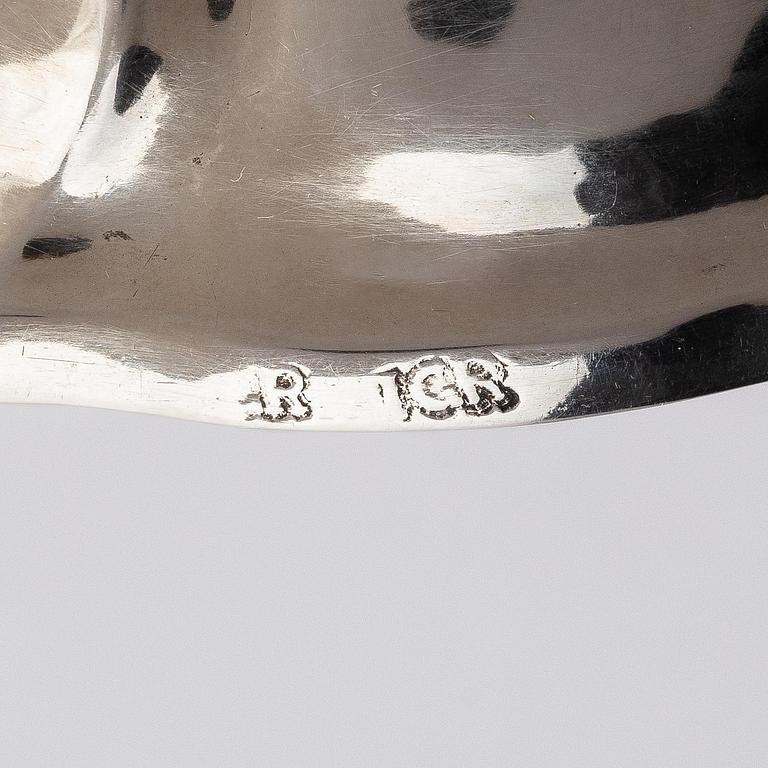 A pair of German 18th cenury silver candlesticks, marks of Johann Georg Rahm, Rostock circa 1770.