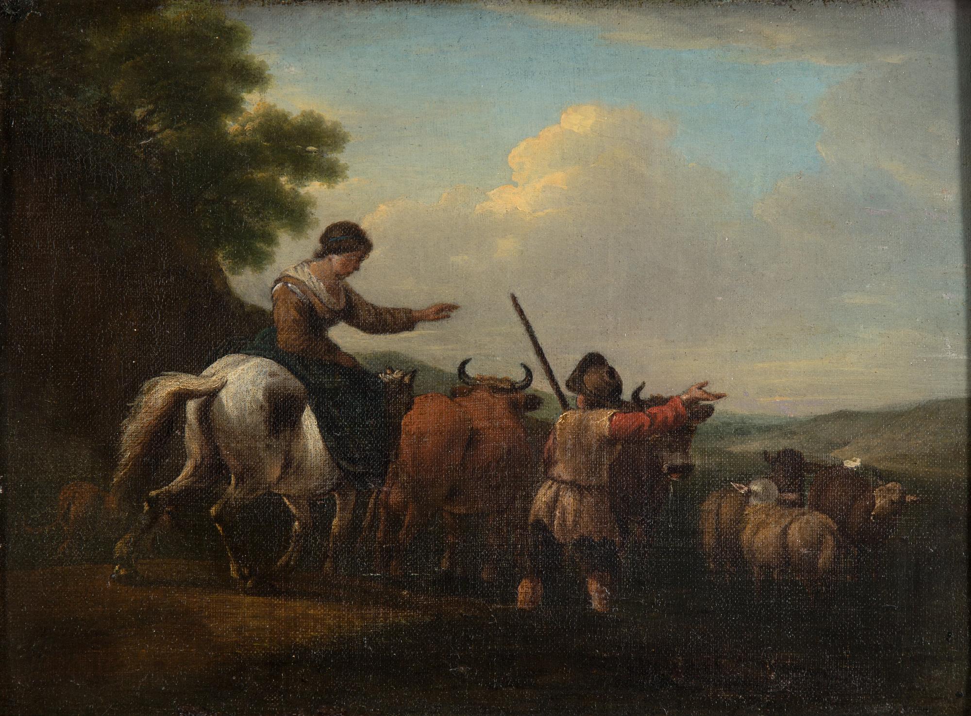 NICOLAES BERCHEM, circle of, oil on canvas, 17th century.