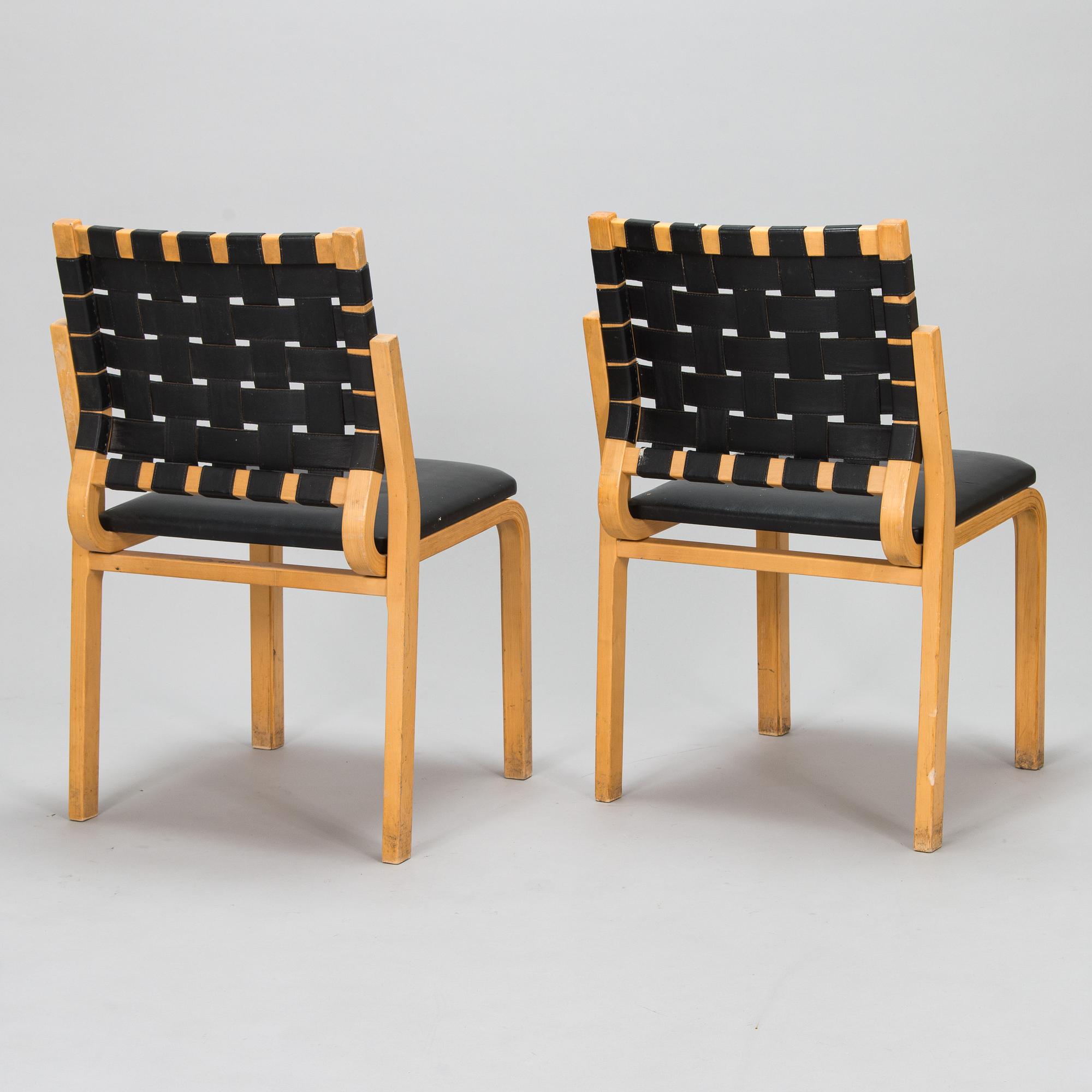 Alvar Aalto,  tuoleja, 3 kpl, malli 612, Artek 1900-luvun puoliväli.