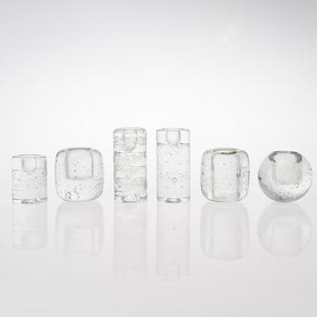 TIMO SARPANEVA, A set of six glass candleholders of the Arkipelago-series for Iittala.
