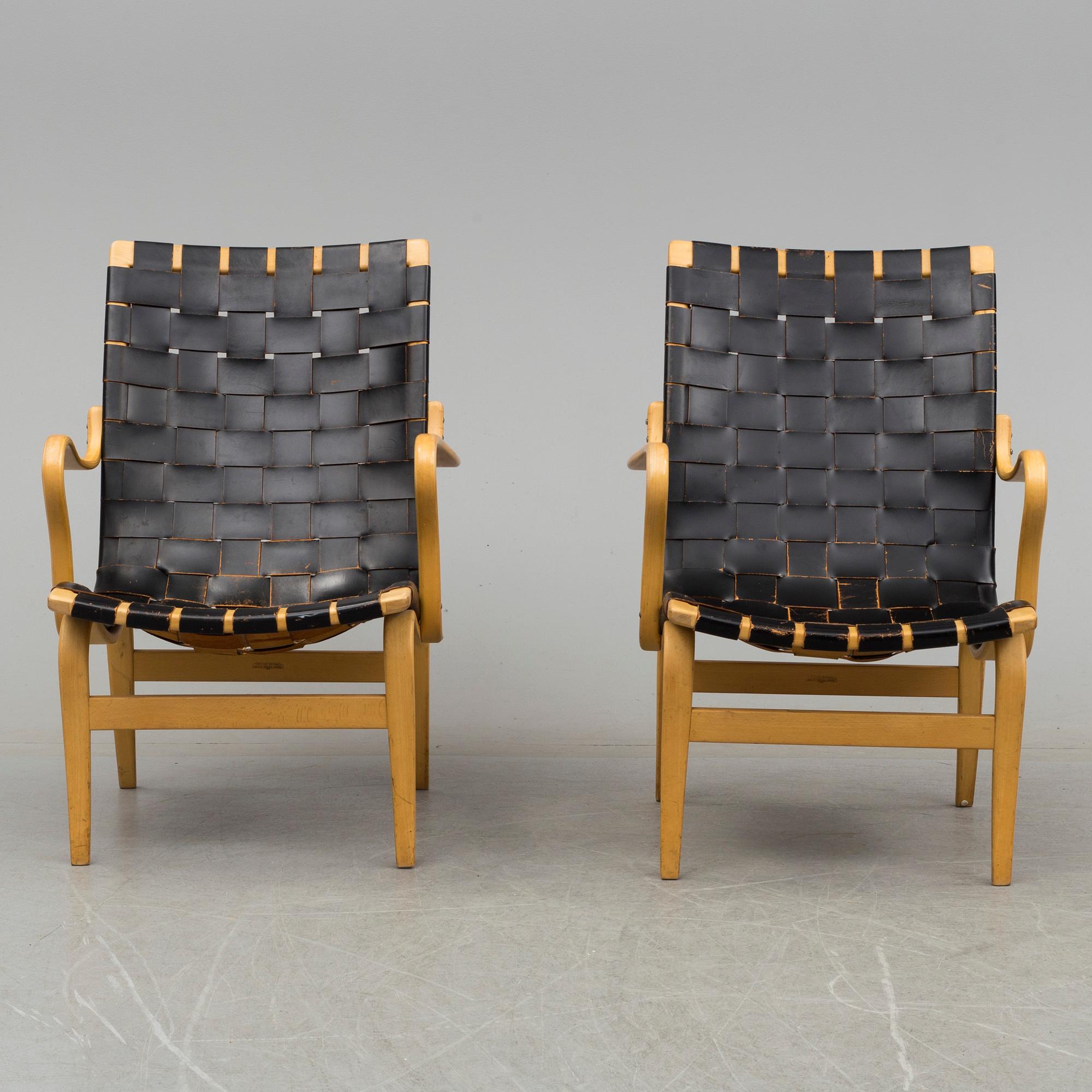 A pair of 'Eva' easy chairs by Bruno Mathsson, second half of the 20th century.
